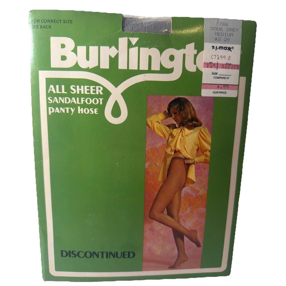 Vintage Burlington Sheer Pantyhose Dove Grey Medium 786 Discontinued Sandalfoot